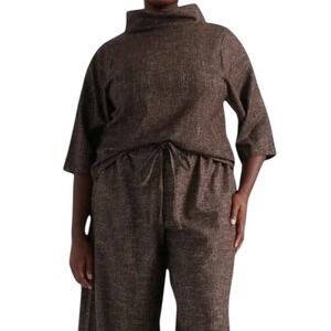 PARI PASSU Wool Blend Katy Top Coffee Tunic High‎ Neck Fall Winter Size D16